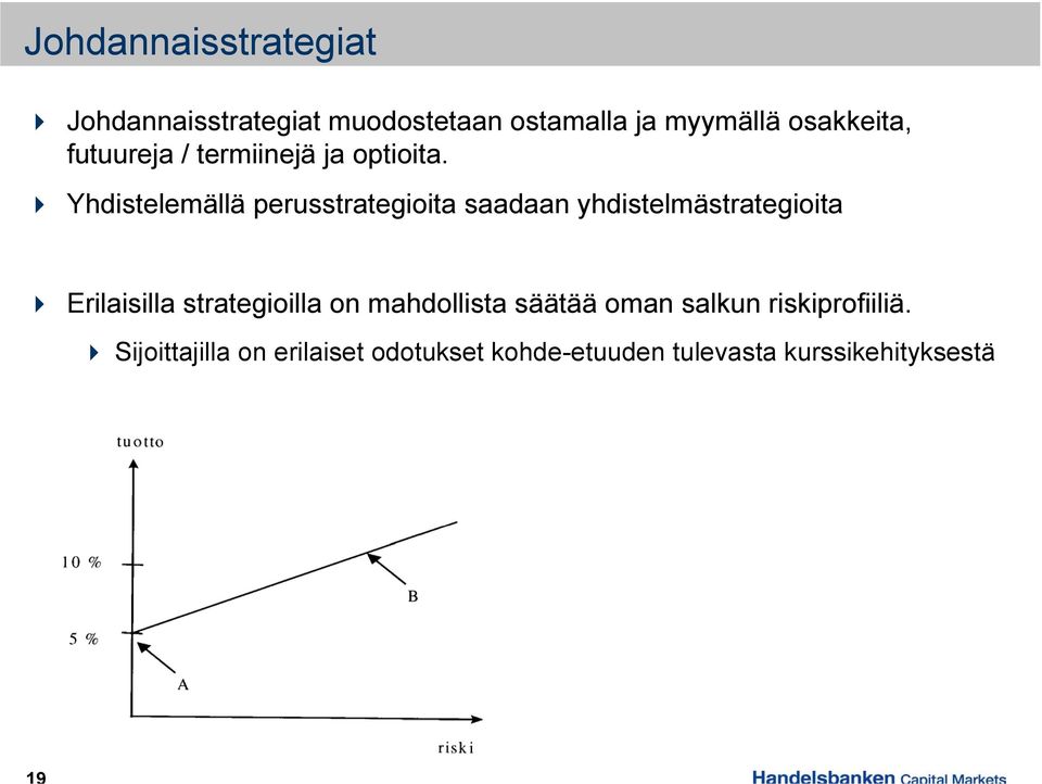 Yhdistelemällä perusstrategioita saadaan yhdistelmästrategioita Erilaisilla