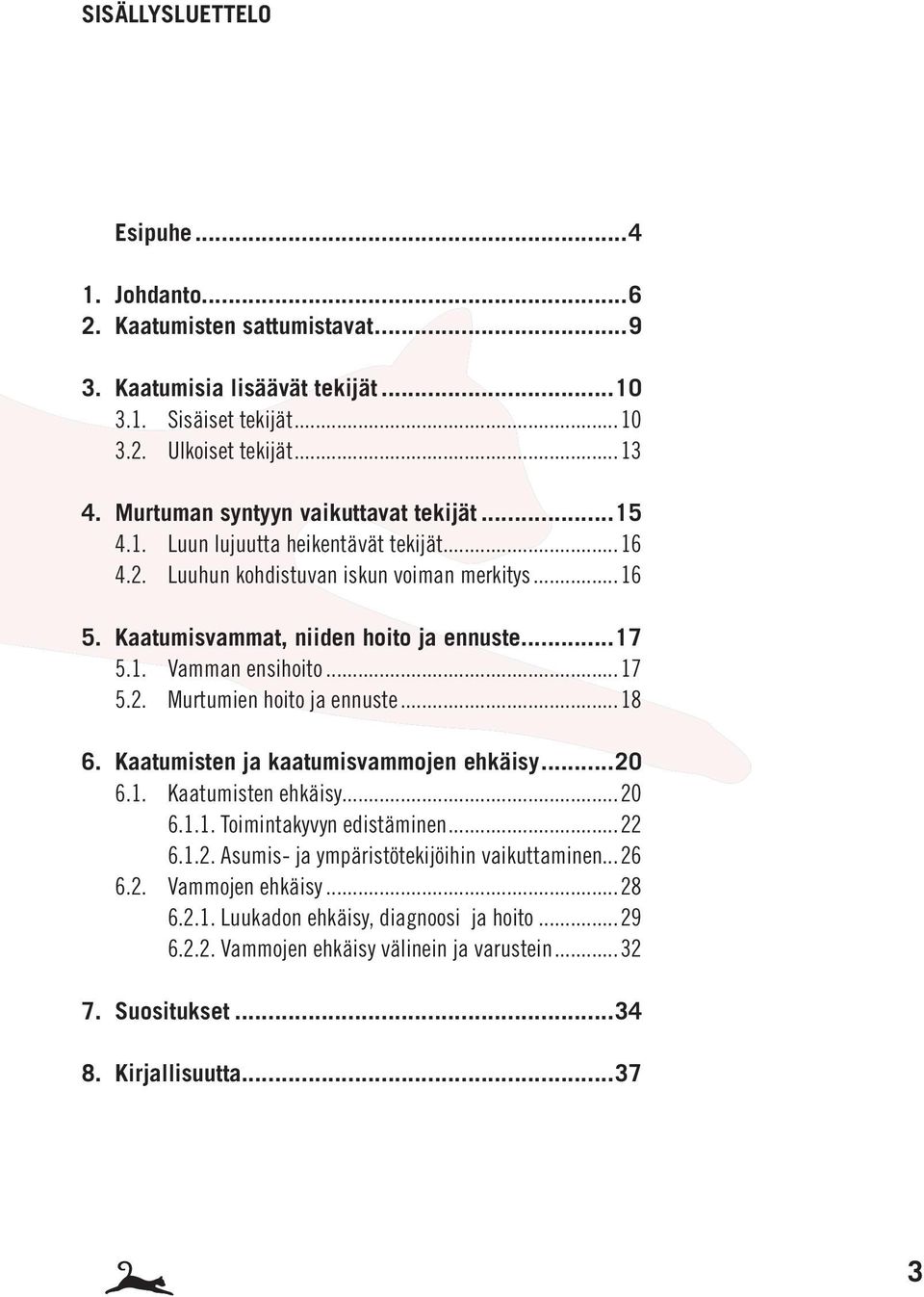 ..17 5.2. Murtumien hoito ja ennuste...18 6. Kaatumisten ja kaatumisvammojen ehkäisy...20 6.1. Kaatumisten ehkäisy...20 6.1.1. Toimintakyvyn edistäminen...22 6.1.2. Asumis- ja ympäristötekijöihin vaikuttaminen.