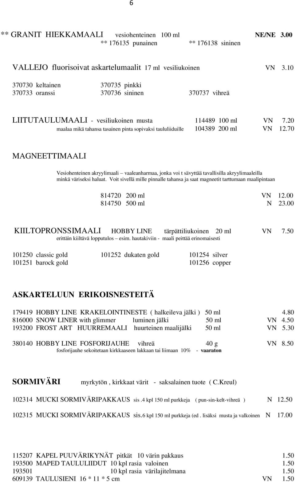 20 maalaa mikä tahansa tasainen pinta sopivaksi taululiiduille 104389 200 ml VN 12.