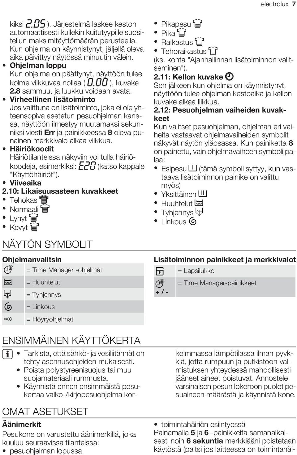 Ohjelman loppu Kun ohjelma on päättynyt, näyttöön tulee kolme vilkkuvaa nollaa ( ), kuvake 2.8 sammuu, ja luukku voidaan avata.