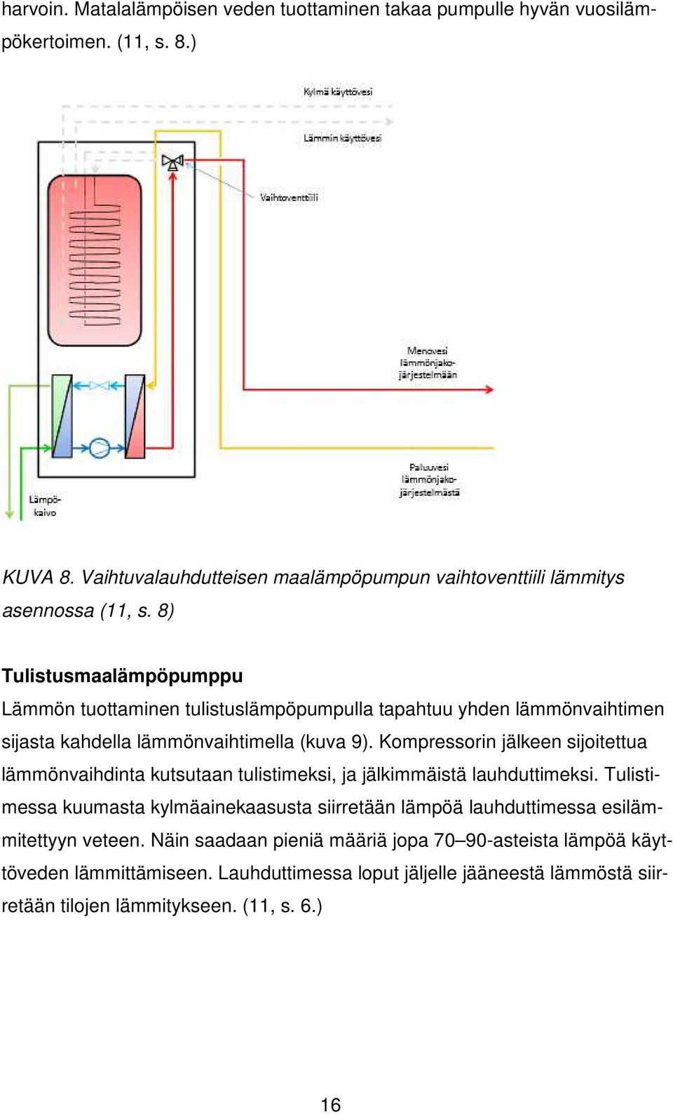 8) Tulistusmaalämpöpumppu Lämmön tuottaminen tulistuslämpöpumpulla tapahtuu yhden lämmönvaihtimen sijasta kahdella lämmönvaihtimella (kuva 9).