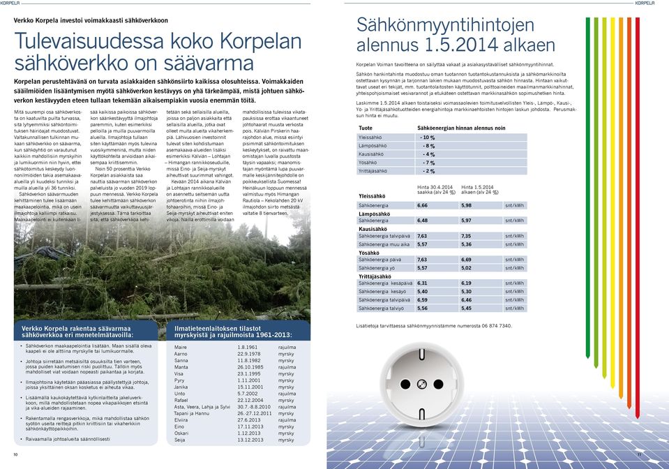 Mitä suurempi osa sähköverkosta on kaatuvilta puilta turvassa, sitä lyhyemmiksi sähköntoimituksen häiriöajat muodostuvat.