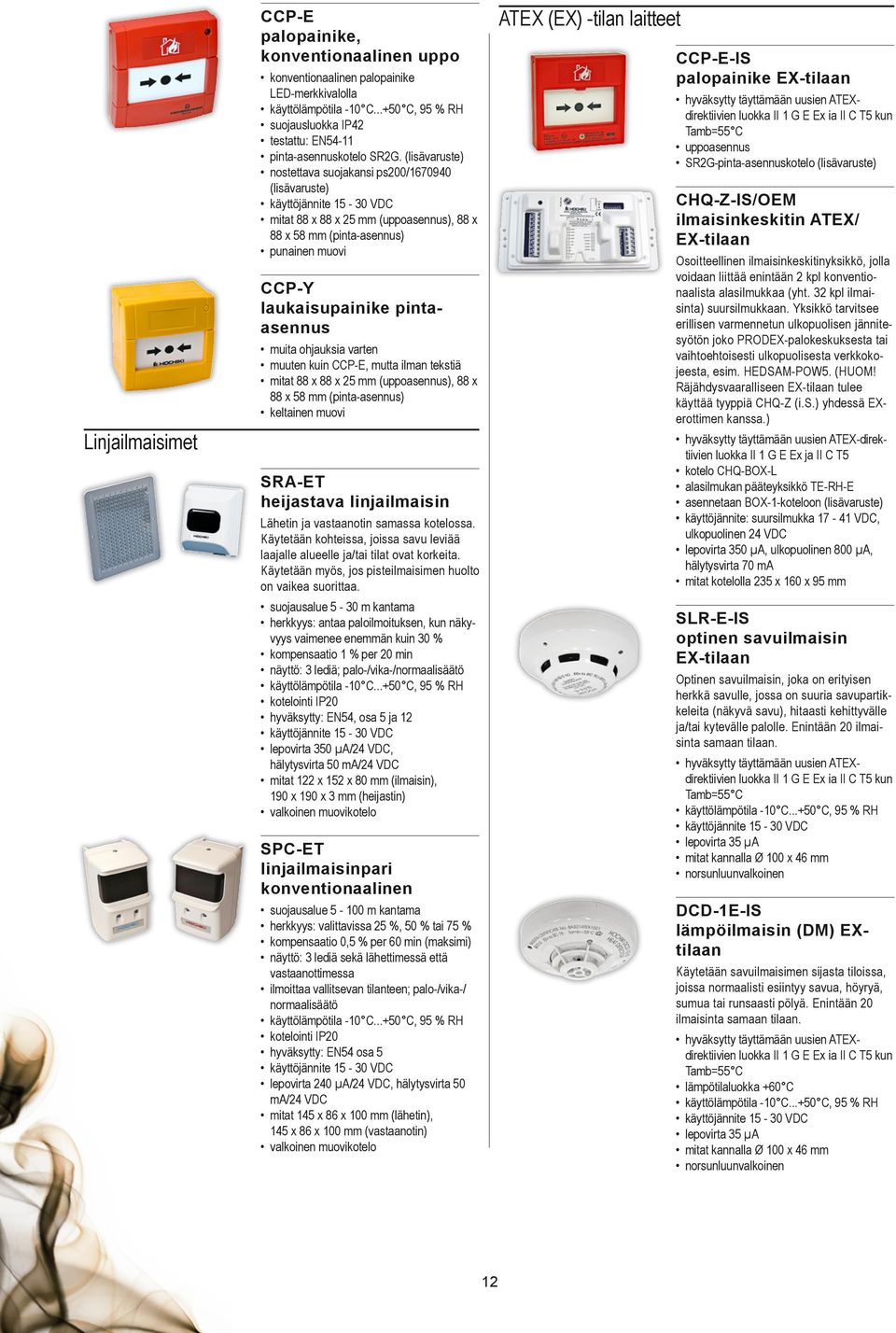 muita ohjauksia varten muuten kuin CCP-E, mutta ilman tekstiä mitat 88 x 88 x 25 mm (uppoasennus), 88 x 88 x 58 mm (pinta-asennus) keltainen muovi SRA-ET heijastava linjailmaisin Lähetin ja