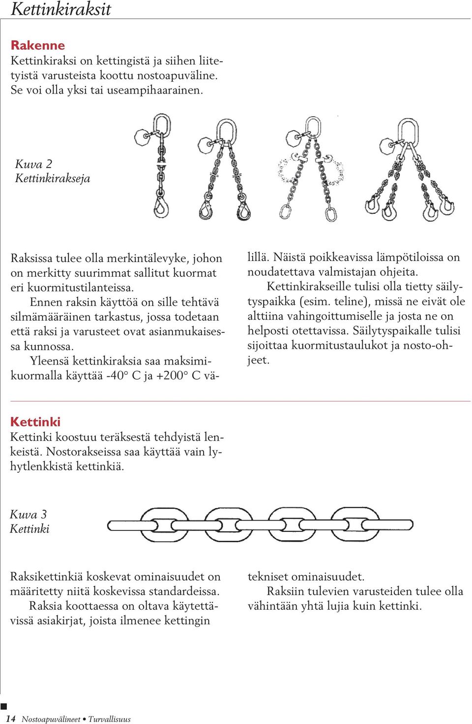 Ennen raksin käyttöä on sille tehtävä silmämääräinen tarkastus, jossa todetaan että raksi ja varusteet ovat asianmukaisessa kunnossa.