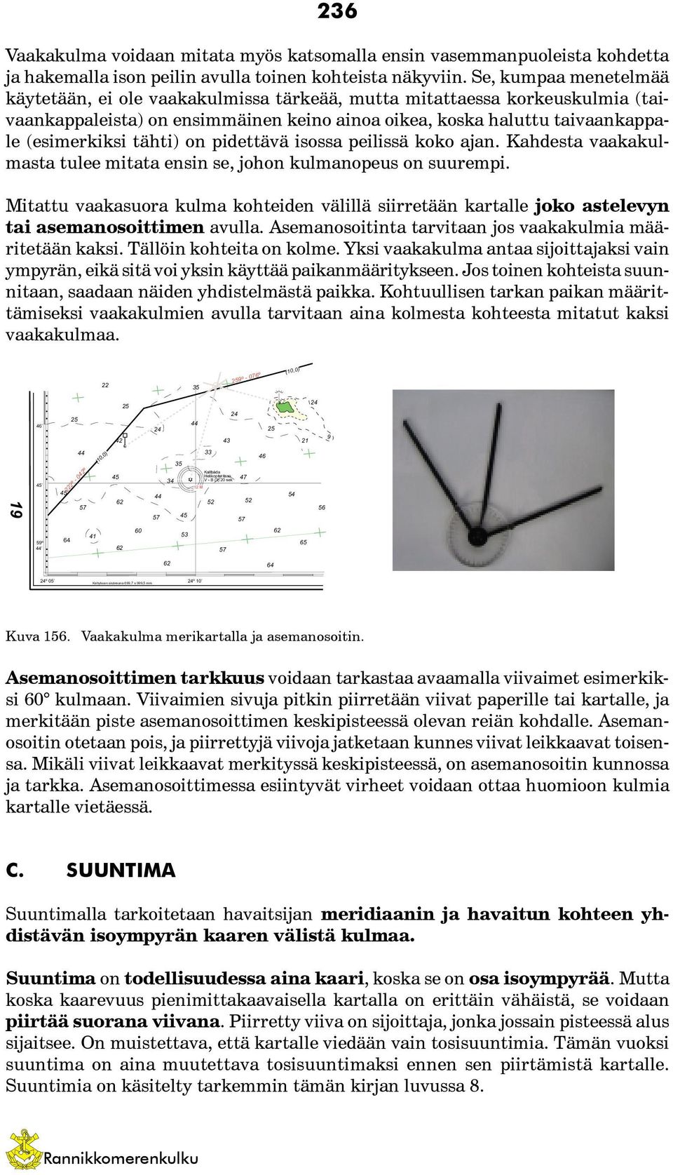 on pidettävä isossa peilissä koko ajan. Kahdesta vaakakulmasta tulee mitata ensin se, johon kulmanopeus on suurempi.