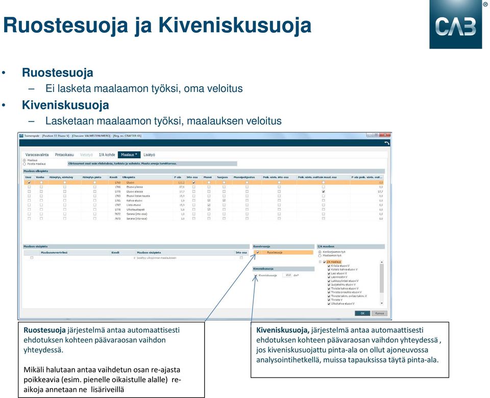 Mikäli halutaan antaa vaihdetun osan re-ajasta poikkeavia (esim.