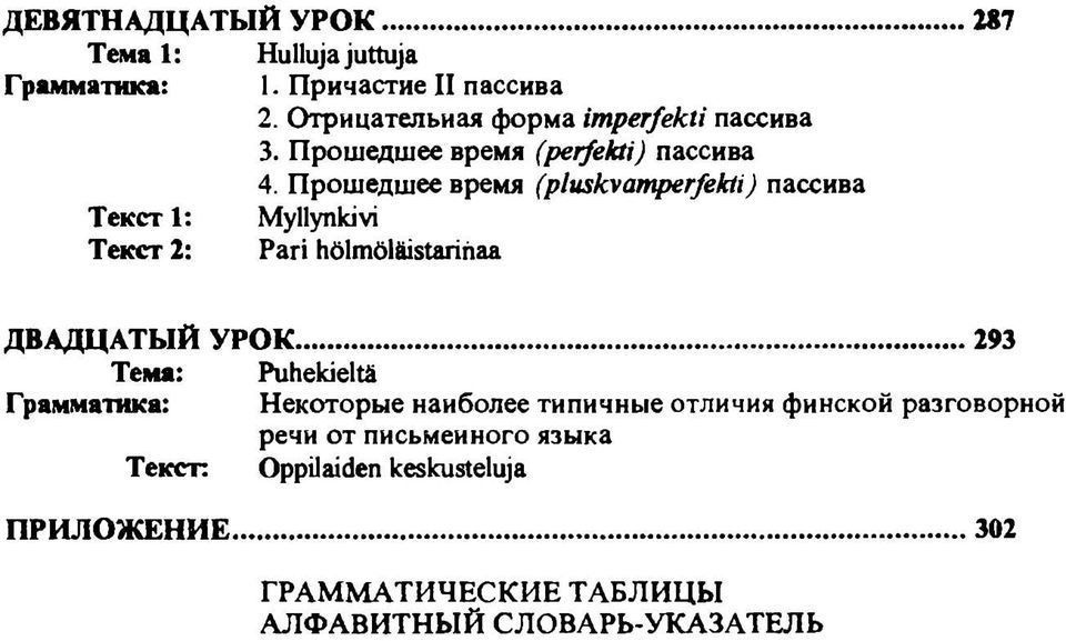 Прошедшее время (pluskvamperfekti) пассива Текст 1: Myllynkivi Текст 2: Pari hölmöläistarinaa ДВАДЦАТЫЙ УРОК.