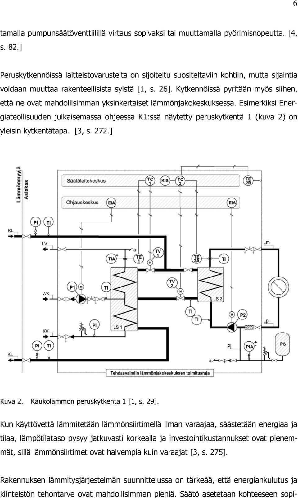 Kytkennöissä pyritään myös siihen, että ne ovat mahdollisimman yksinkertaiset lämmönjakokeskuksessa.