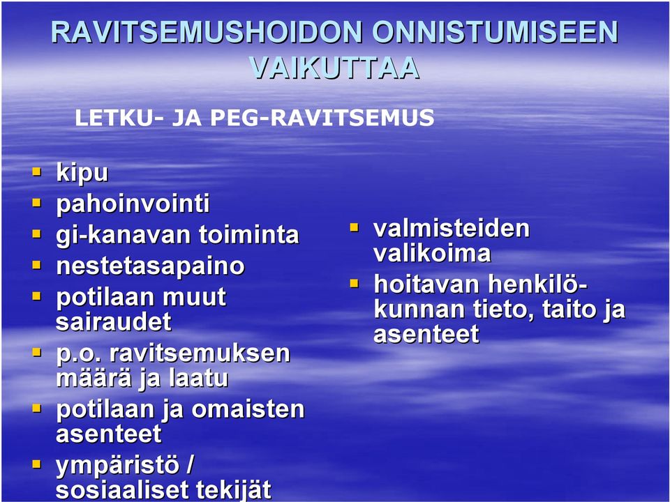 ravitsemuksen määrä ja laatu potilaan ja omaisten asenteet ympärist ristö /