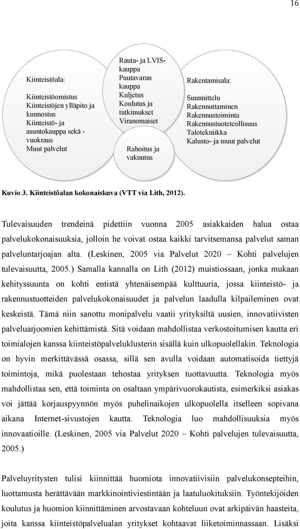 Kiinteistöalan kokonaiskuva (VTT via Lith, 2012).