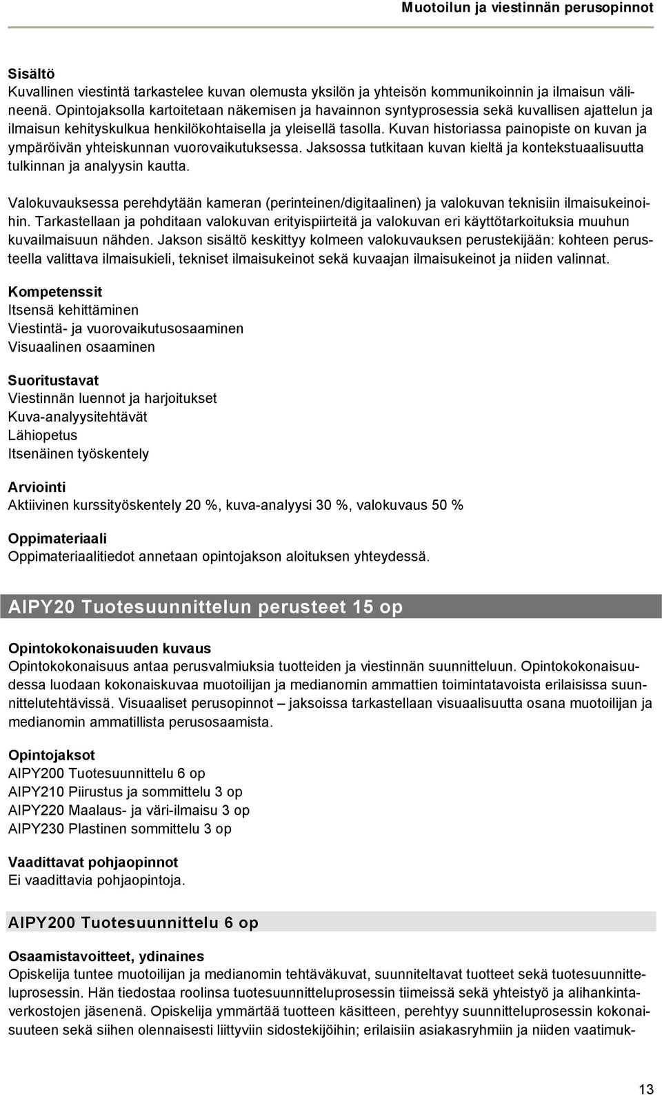 Kuvan historiassa painopiste on kuvan ja ympäröivän yhteiskunnan vuorovaikutuksessa. Jaksossa tutkitaan kuvan kieltä ja kontekstuaalisuutta tulkinnan ja analyysin kautta.