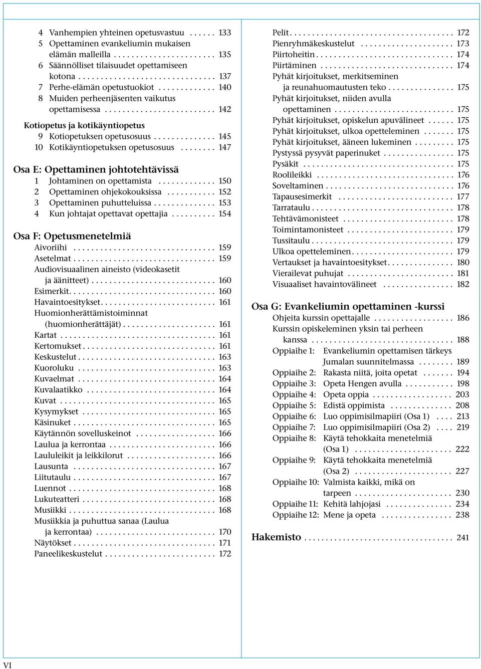 ............. 145 10 Kotikäyntiopetuksen opetusosuus........ 147 Osa E: Opettaminen johtotehtävissä 1 Johtaminen on opettamista............. 150 2 Opettaminen ohjekokouksissa.