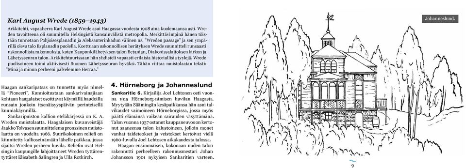 Koettuaan uskonnollisen herätyksen Wrede suunnitteli runsaasti uskonnollisia rakennuksia, kuten Kaupunkilähetyksen talon Betanian, Diakonissalaitoksen kirkon ja Lähetysseuran talon.