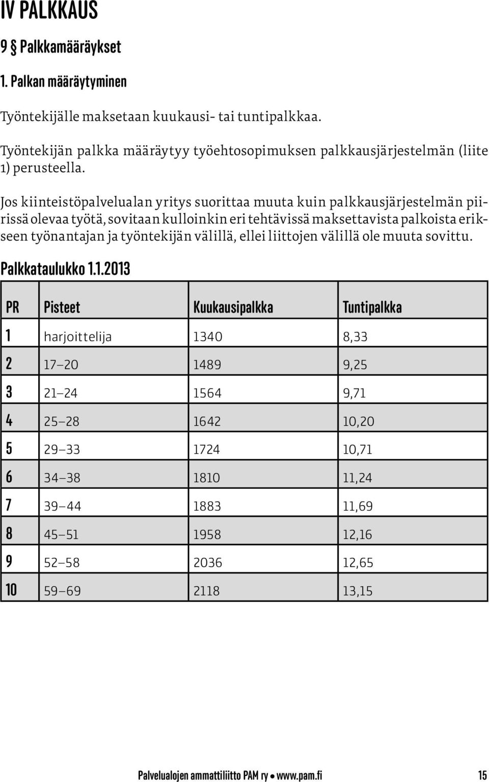 Jos kiinteistöpalvelualan yritys suorittaa muuta kuin palkkausjärjestelmän piirissä olevaa työtä, sovitaan kulloinkin eri tehtävissä maksettavista palkoista erikseen työnantajan ja