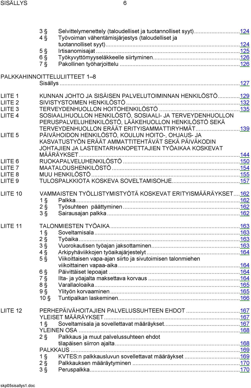 ..129 LIITE 2 SIVISTYSTOIMEN HENKILÖSTÖ...132 LIITE 3 TERVEYDENHUOLLON HOITOHENKILÖSTÖ.