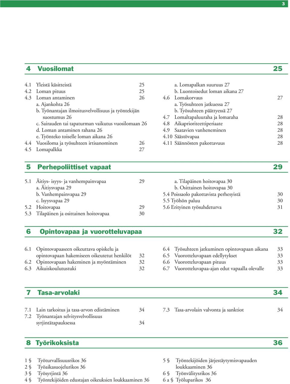 Lomapalkan suuruus 27 b. Luontoisedut loman aikana 27 4.6 Lomakorvaus 27 a. Työsuhteen jatkuessa 27 b. Työsuhteen päättyessä 27 4.7 Lomaltapaluuraha ja lomaraha 28 4.8 Aikaprioriteettiperiaate 28 4.