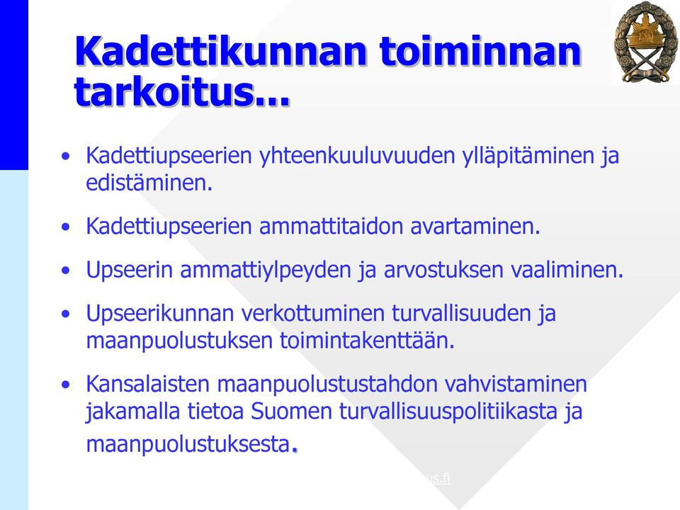 Upseerikunnan verkottuminen turvallisuuden ja maanpuolustuksen toimintakenttään.