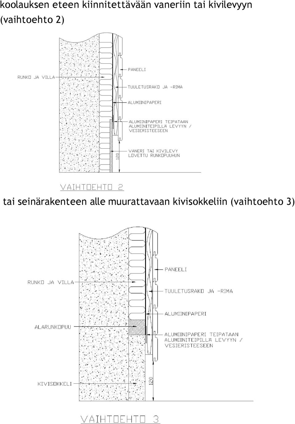 (vaihtoehto 2) tai seinärakenteen