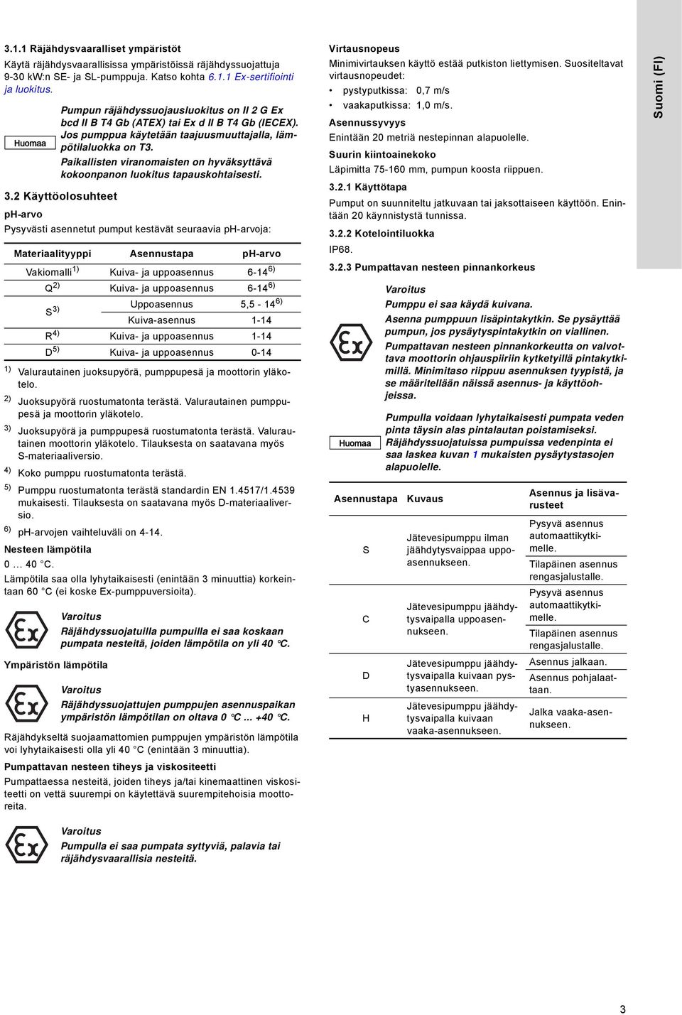 Paikallisten viranomaisten on hyväksyttävä kokoonpanon luokitus tapauskohtaisesti. 3.