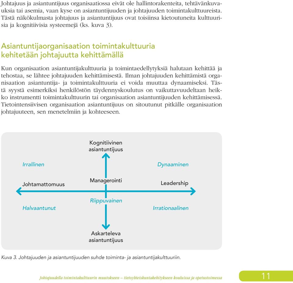Asiantuntijaorganisaation toimintakulttuuria kehitetään johtajuutta kehittämällä Kun organisaation asiantuntijakulttuuria ja toimintaedellytyksiä halutaan kehittää ja tehostaa, se lähtee johtajuuden