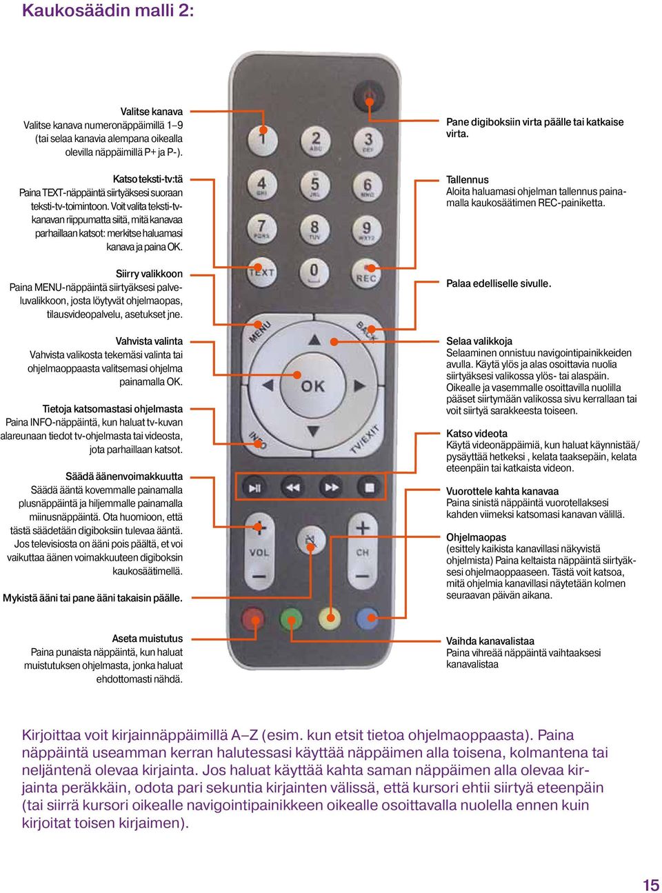 Voit valita teksti-tvkanavan riippumatta siitä, mitä kanavaa parhaillaan katsot: merkitse haluamasi kanava ja paina OK.