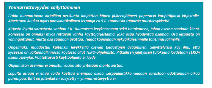 Tarkoittaa digitaalisten aineistojen säilymisen varmistamista useiden vuosikymmeninen ajan