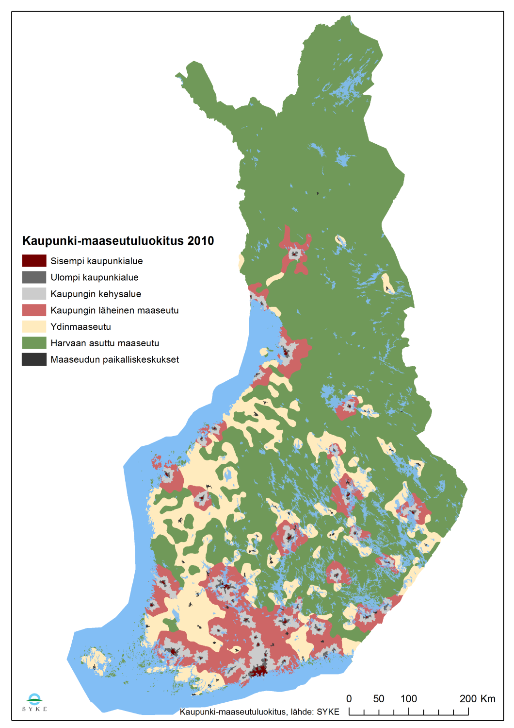 Suomi on harvaan asuttu maa Suomen pinta-alasta on liki 70 % harvaan asuttua Siellä asuu noin 6 % väestöstä Noin 300 000 henkeä Palveluiden järjestäminen näillä alueilla ei voi perustua kiinteisiin