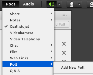 AC-HOST: Poll, monivalintakysymyksen lisääminen Hostit pystyvät luomaan kysymyksiä AC istuntoon.