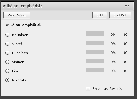 AC-HOST: Poll, monivalintakysymyksen lisääminen Participantit eivät pysty muokkaamaan kyselyä,