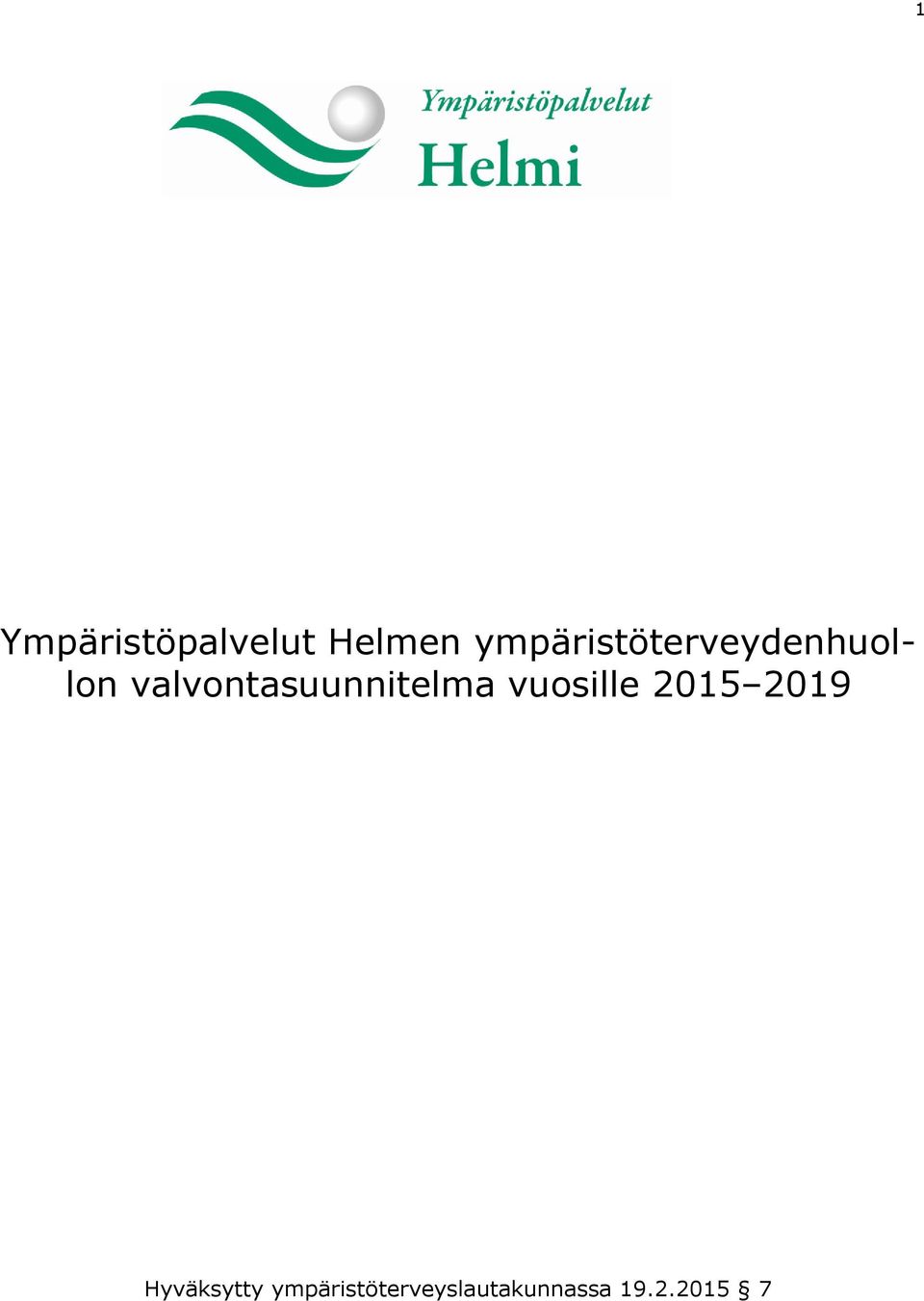 valvontasuunnitelma vuosille 2015