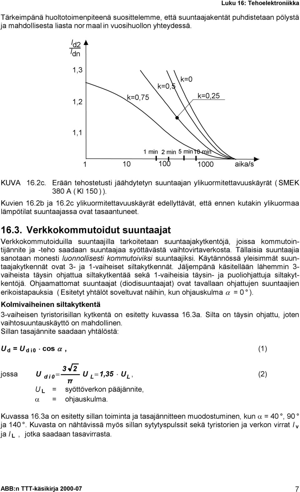 c ylikuormitettavuuskäyrät edellyttävät, että ennen kutakin ylikuormaa lämpötilat suuntaajassa ovat tasaantuneet. 6.3.