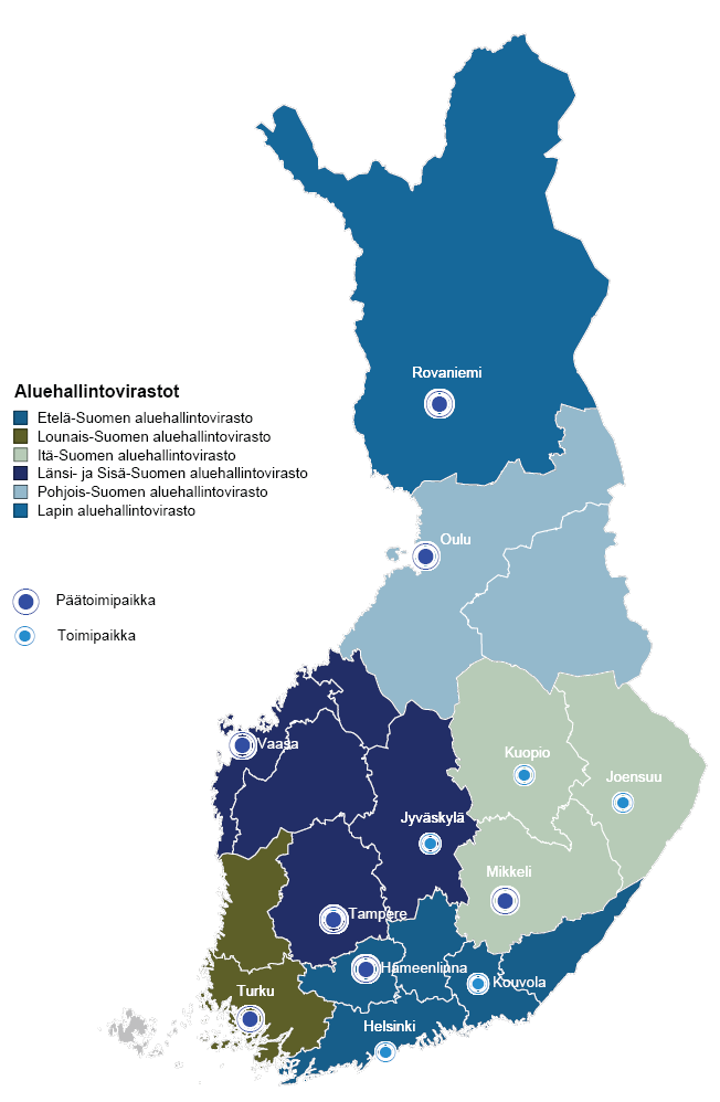 Suomessa on kuusi aluehallintovirastoa Manner-Suomessa sekä Ahvenanmaan valtionvirasto.