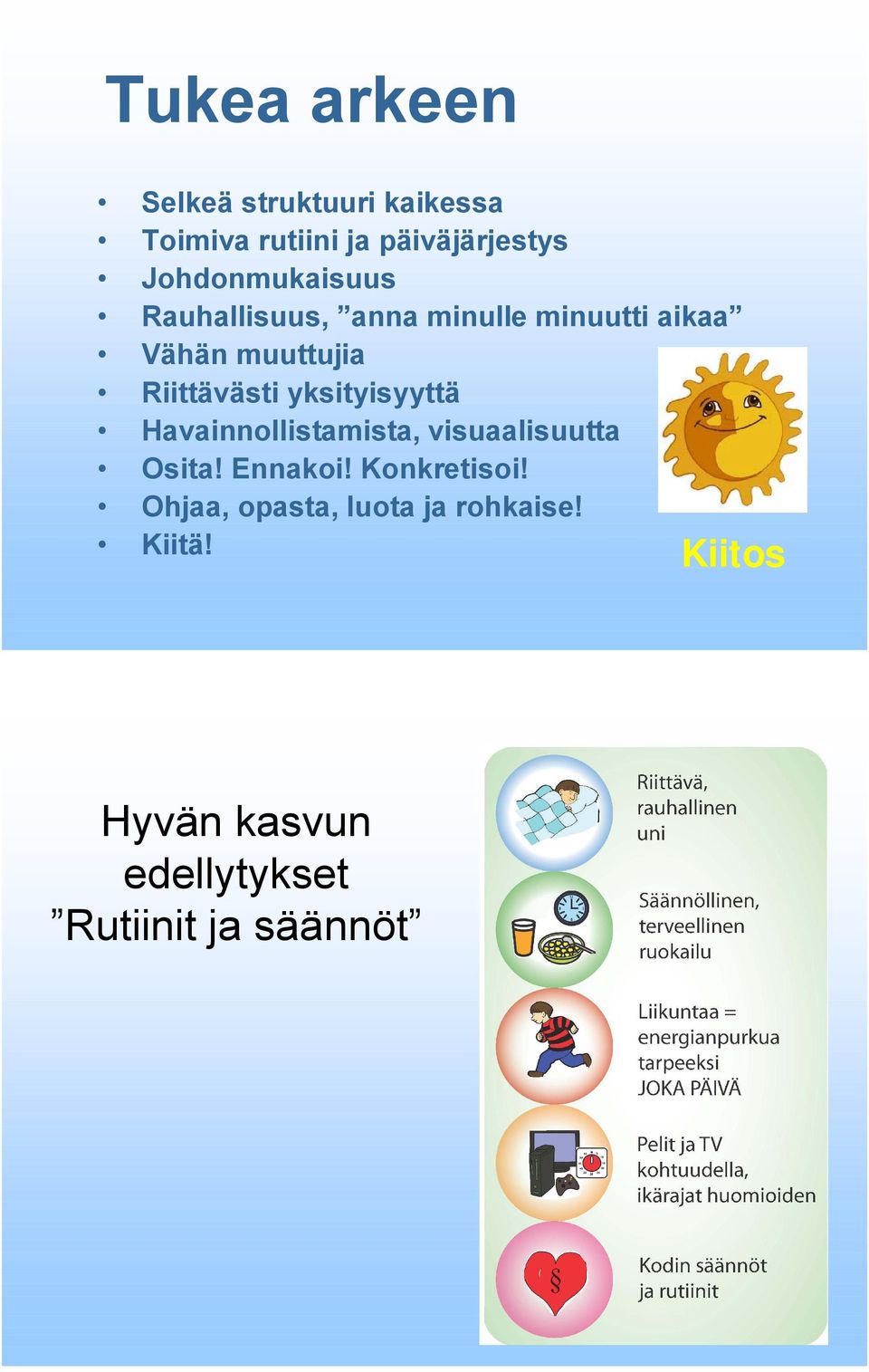 Riittävästi yksityisyyttä Havainnollistamista, visuaalisuutta Osita! Ennakoi!