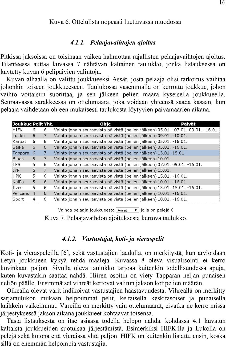 Kuvan alhaalla on valittu joukkueeksi Ässät, josta pelaaja olisi tarkoitus vaihtaa johonkin toiseen joukkueeseen.