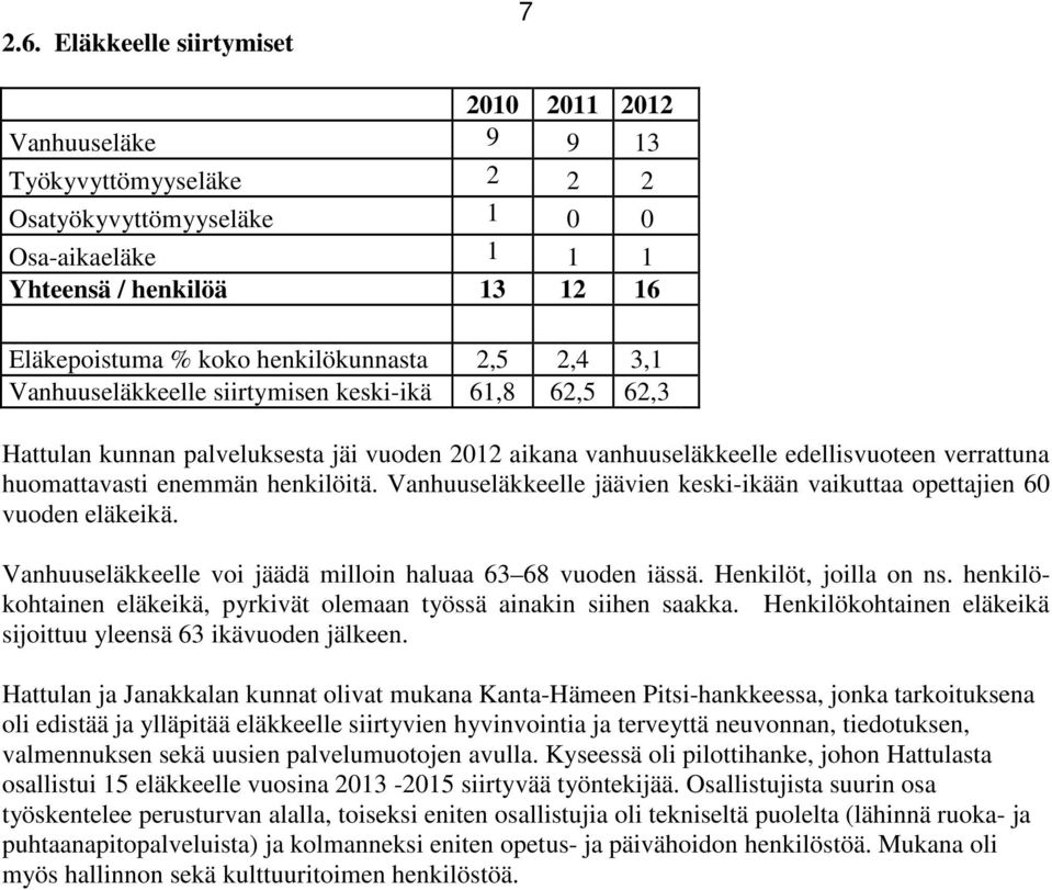 enemmän henkilöitä. Vanhuuseläkkeelle jäävien keski-ikään vaikuttaa opettajien 60 vuoden eläkeikä. Vanhuuseläkkeelle voi jäädä milloin haluaa 63 68 vuoden iässä. Henkilöt, joilla on ns.