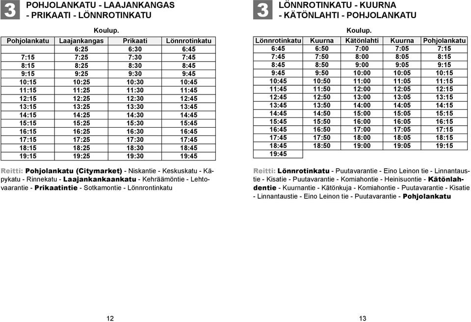 Laajankangas Prikaati Lönnrotinkatu 6:25 6:30 6:45 :15 :25 :30 :45 8:15 8:25 8:30 8:45 9:15 9:25 9:30 9:45 10:15 10:25 10:30 10:45 11:15 11:25 11:30 11:45 12:15 12:25 12:30 12:45 13:15 13:25 13:30