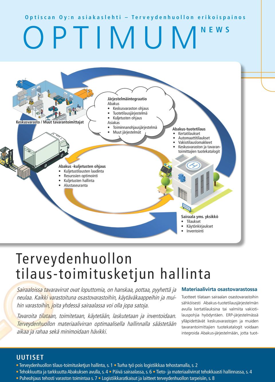 -kuljetusten ohjaus Kuljetustilausten laadinta Resurssien optimointi Kuljetusten hallinta Alustaseuranta Sairaala yms.