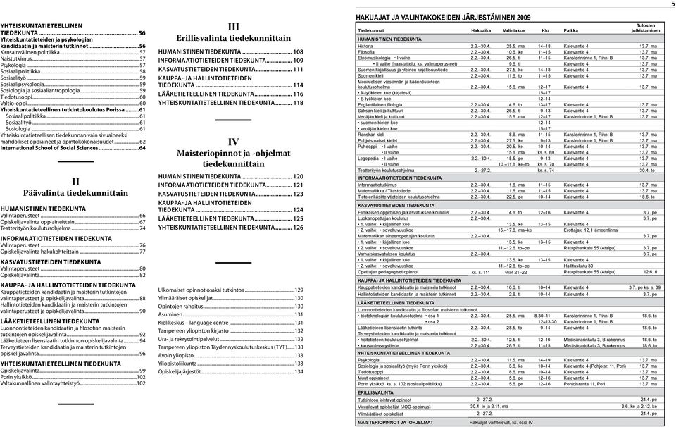 ..61 Sosiaalipolitiikka...61 Sosiaalityö...61 Sosiologia...61 Yhteiskuntatieteellisen tiedekunnan vain sivuaineeksi mahdolliset oppiaineet ja opintokokonaisuudet.