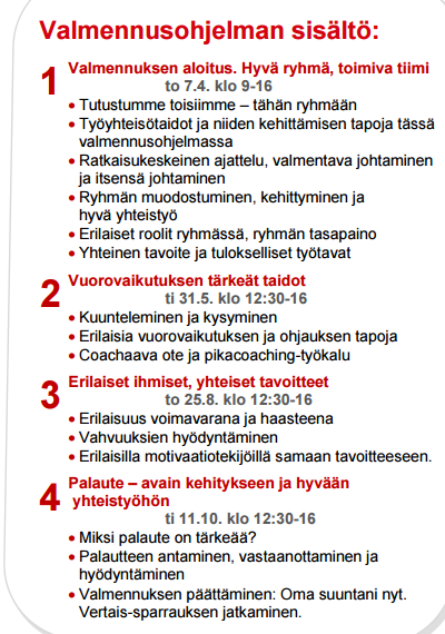 Osallistujat valmistautuvat jokaiseen valmennuspäivään