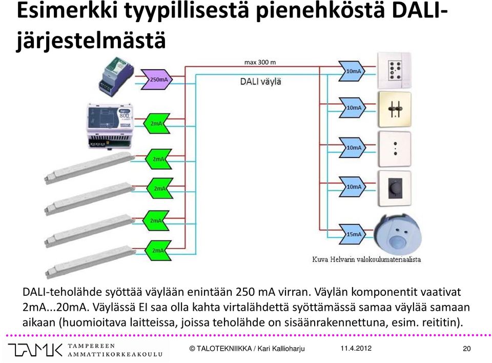 Väylässä EI saa olla kahta virtalähdettä syöttämässä samaa väylää samaan aikaan