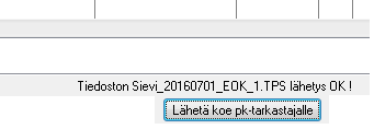 Tietojen lähetys pöytäkirjantarkastajalle Siirron onnistuminen näkyy