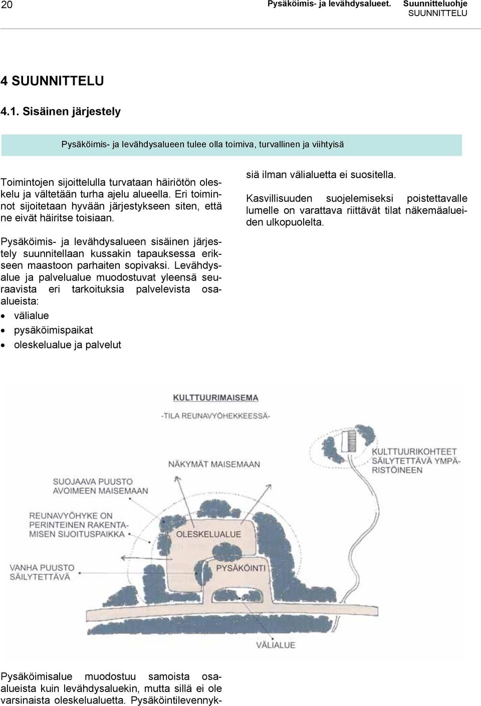 Eri toiminnot sijoitetaan hyvään järjestykseen siten, että ne eivät häiritse toisiaan.