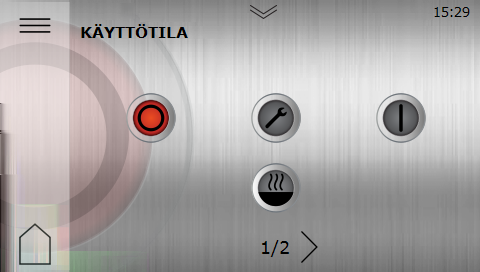 Muut toiminnot aktivoidaan samalla tavalla. 1. Paina aloitusnäytön vasemmassa yläkulmassa. 2. Paina. 3. Jatka valikkosivulle napsauttamalla ja aktivoi/deaktivoi Jakopiiri 1. 4.