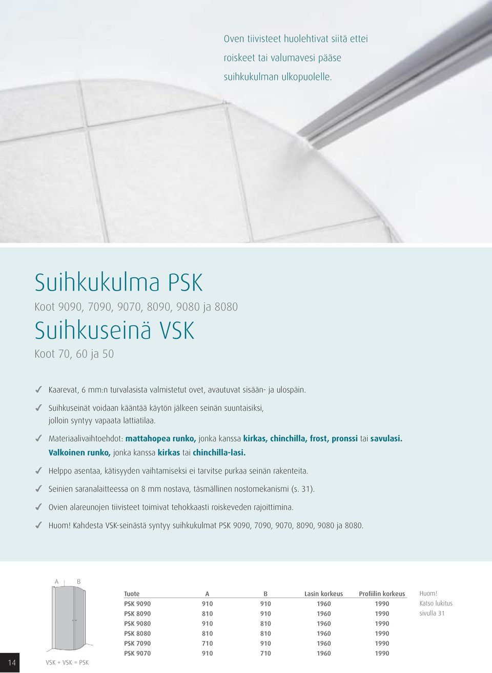 4 Suihkuseinät voidaan kääntää käytön jälkeen seinän suuntaisiksi, jolloin syntyy vapaata lattiatilaa.