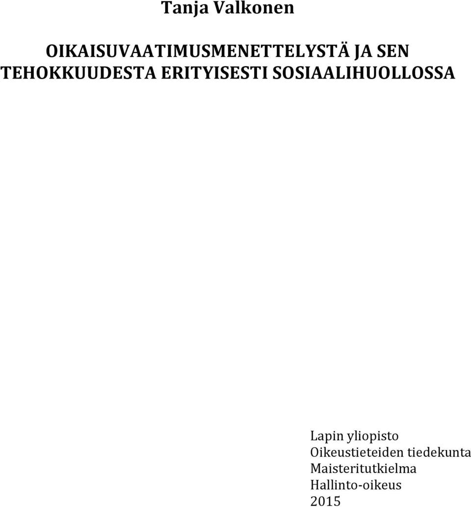 SOSIAALIHUOLLOSSA Lapin yliopisto