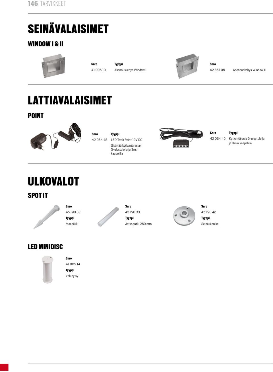 5-ulostulolla ja 3m:n kaapelilla 42 034 46 Kytkentärasia 5-ulostulolla ja 3m:n kaapelilla ULKOVALOT