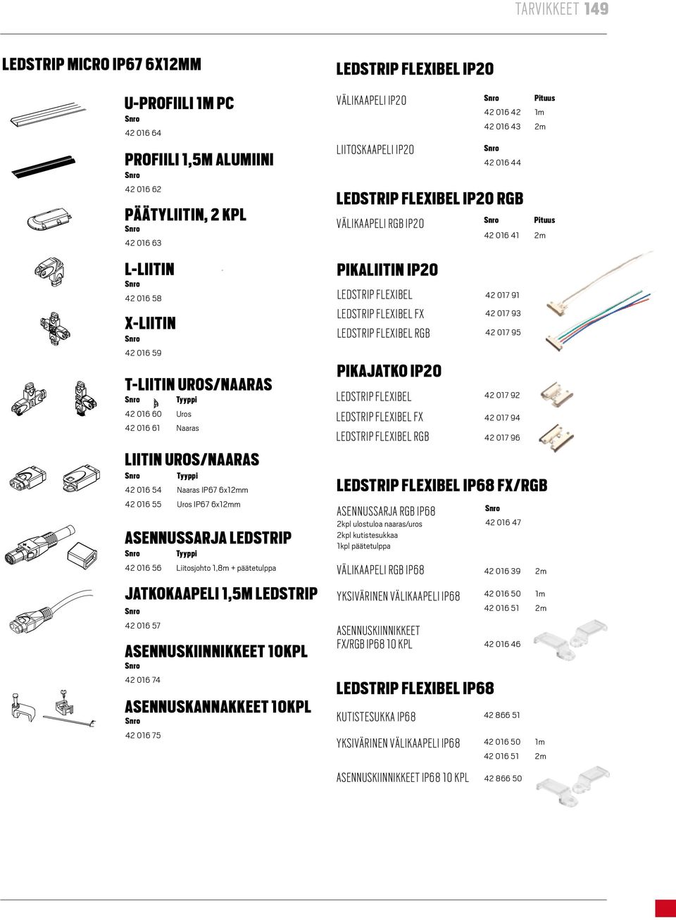asennuskiinnikkeet 10kpl 42 016 74 asennuskannakkeet 10kpl 42 016 75 ledstrip flexibel ip20 välikaapeli ip20 liitoskaapeli IP20 ledstrip flexibel ip20 rgb VÄLIKAAPELI rgb ip20 PIKALIITIN ip20