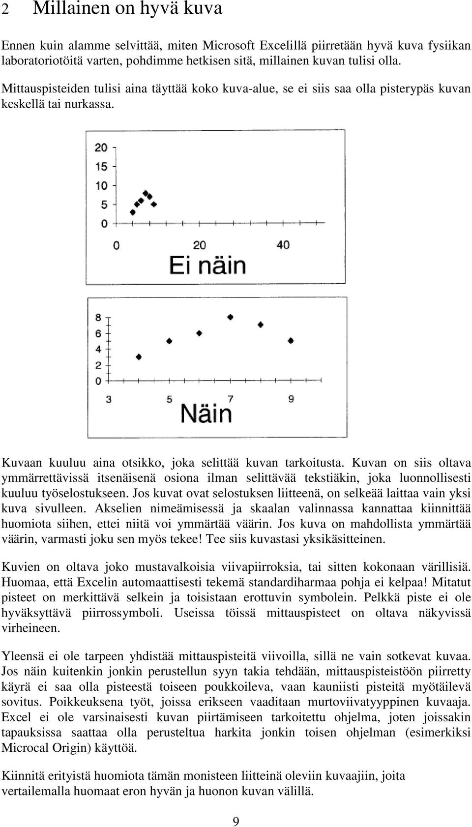 Kuvan on siis oltava ymmärrettävissä itsenäisenä osiona ilman selittävää tekstiäkin, joka luonnollisesti kuuluu työselostukseen.