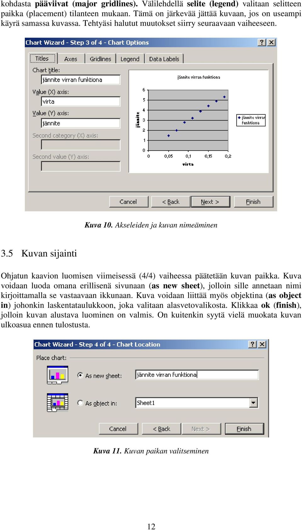 Kuva voidaan luoda omana erillisenä sivunaan (as new sheet), jolloin sille annetaan nimi kirjoittamalla se vastaavaan ikkunaan.