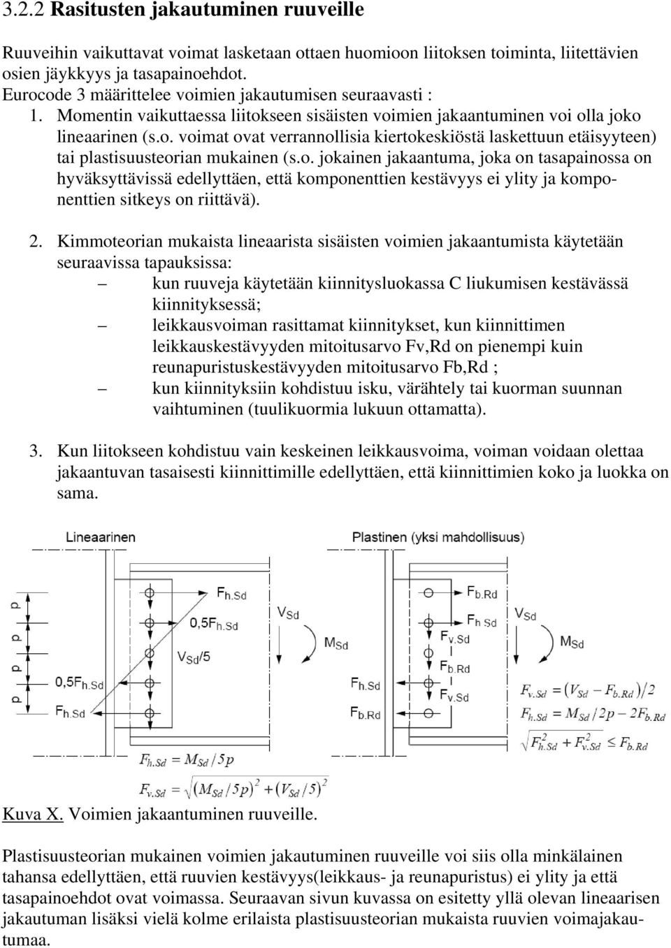 o. jokainen jakaantuma, joka on tasapainossa on hyväksyttävissä edellyttäen, että komponenttien kestävyys ei ylity ja komponenttien sitkeys on riittävä). 2.